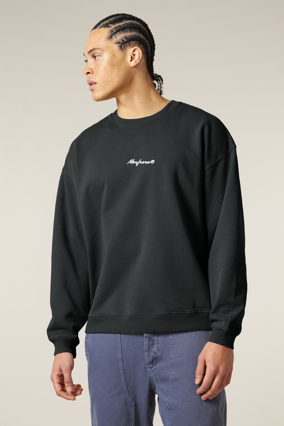 White Label Stick Oversize Garment Dyed Crewneck Sweatshirt