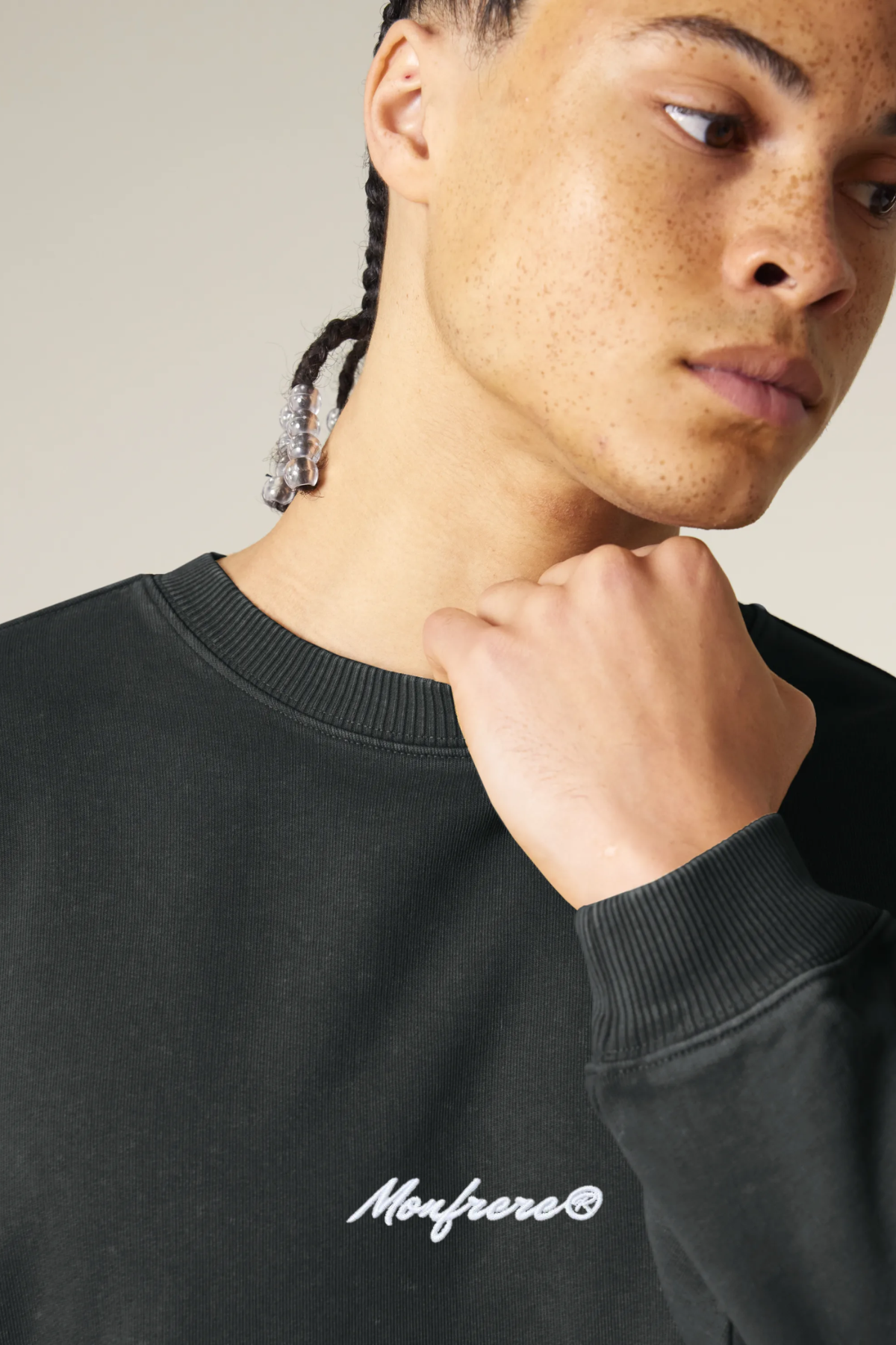 White Label Stick Oversize Garment Dyed Crewneck Sweatshirt