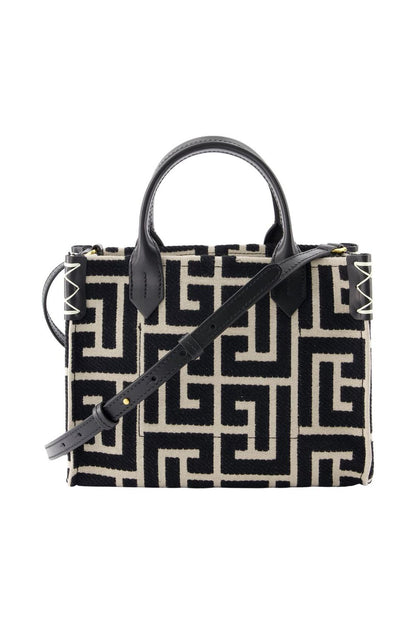 Einkaufstasche B-Army Small - Balmain - Baumwolle - Elfenbein/Schwarz