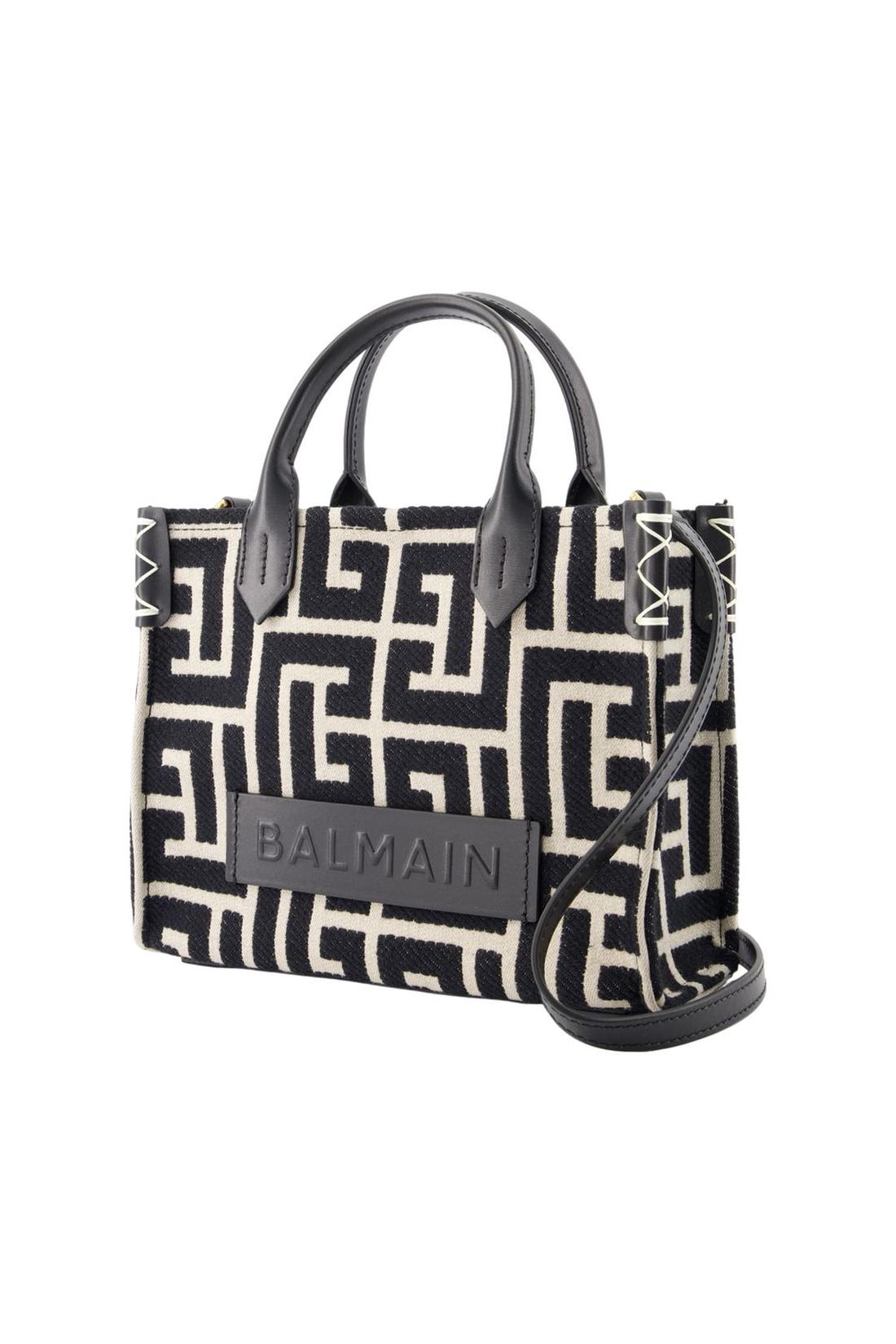 Einkaufstasche B-Army Small - Balmain - Baumwolle - Elfenbein/Schwarz