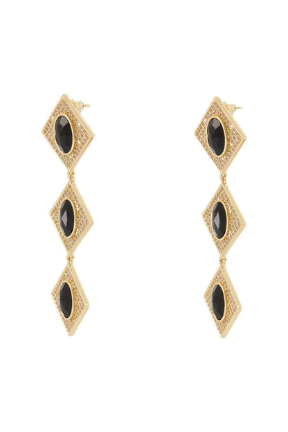 Crystal Tiered Ohrringe - SELF PORTRAIT - Metall - Gold/Schwarz