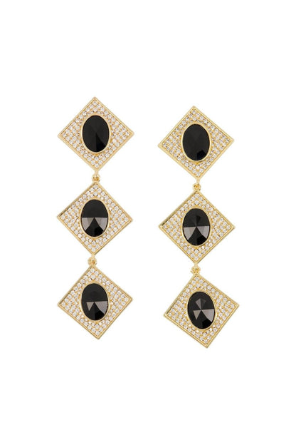 Crystal Tiered Ohrringe - SELF PORTRAIT - Metall - Gold/Schwarz