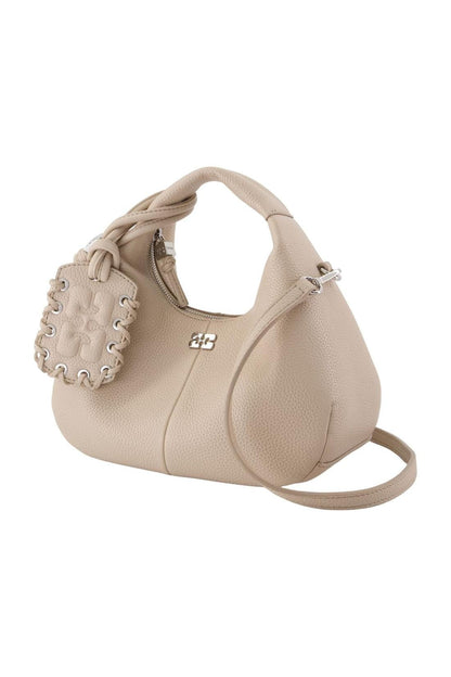 Mini Grained Handtasche - Ganni - Synthetik - Weiß