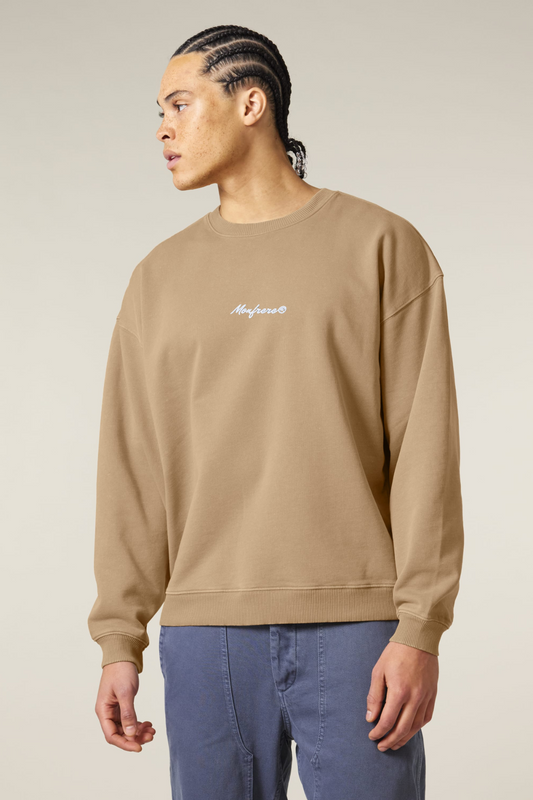 White Label Stick Oversize Garment-Dyed-Crewneck-Sweatshirt