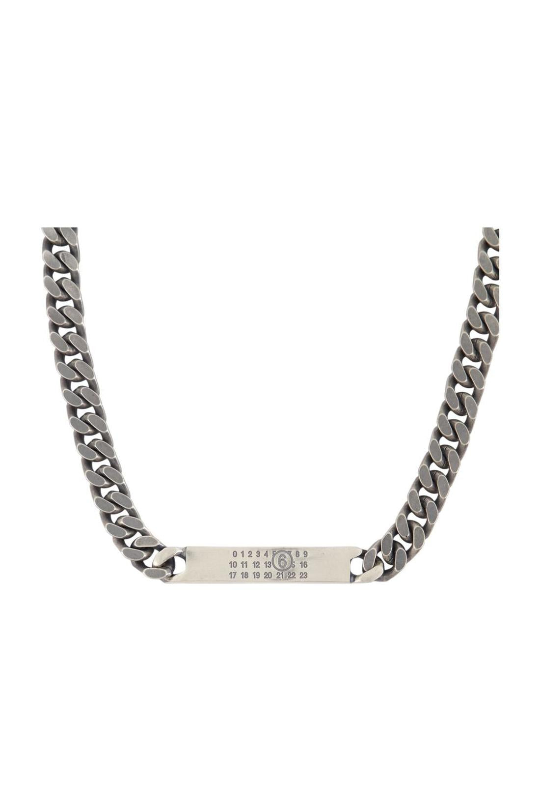 Minimal Logo Id Tag Halskette - MM6 Maison Margiela - Metall - Silber